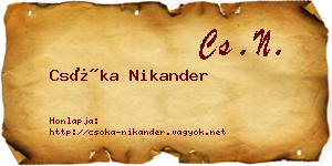 Csóka Nikander névjegykártya